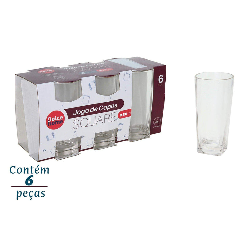 Jogo De Copos De Vidro 250 ml - Kit C/06